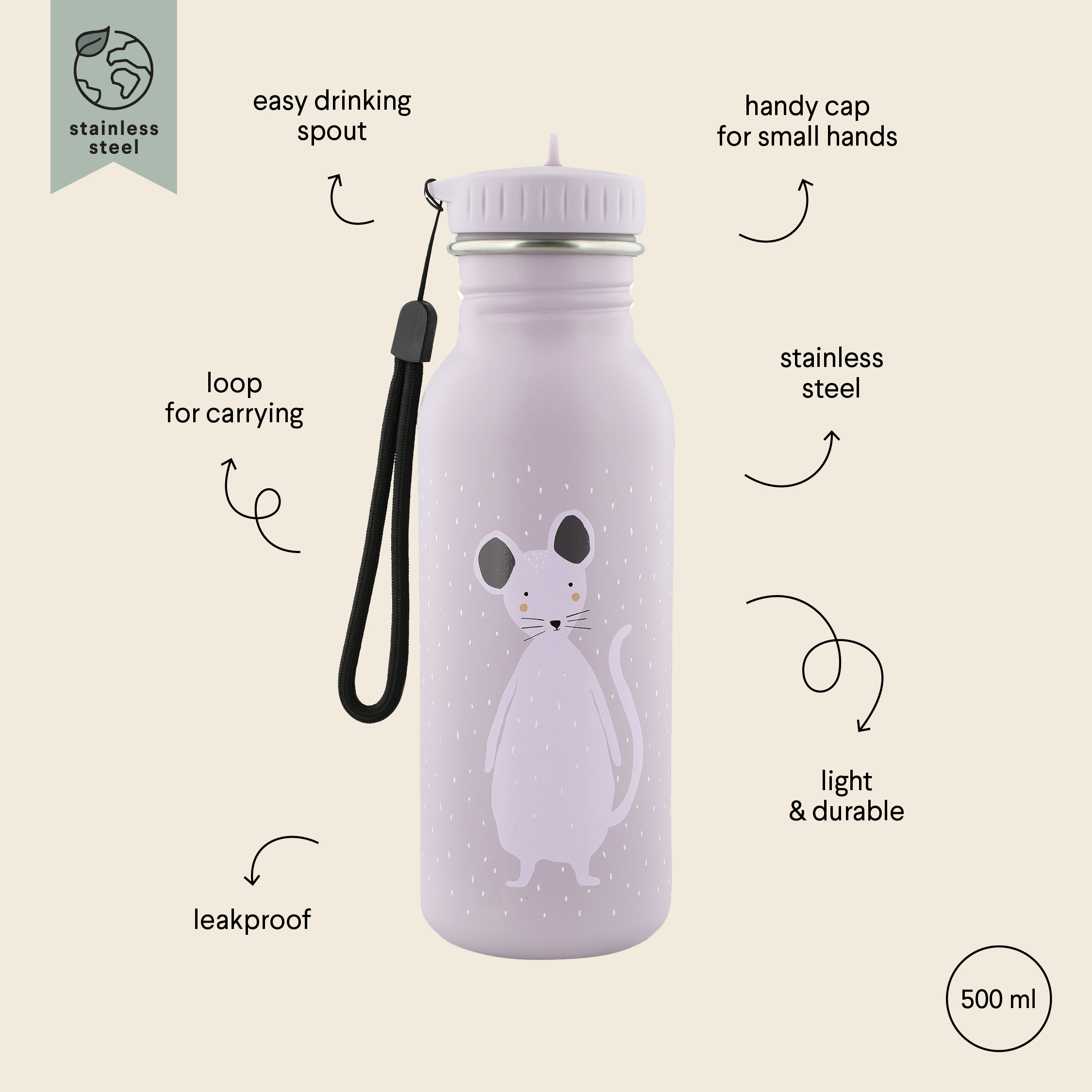 Trinkflasche 500ml - Mrs. Mouse